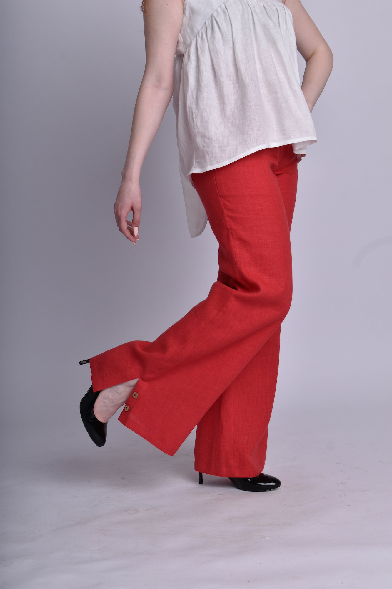 Women's Flared Linen Trousers